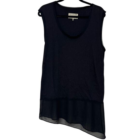 Rag & Bone Black Asymmetrical Sheer Layered Tank Top Women's Size Small - Picture 1 of 9